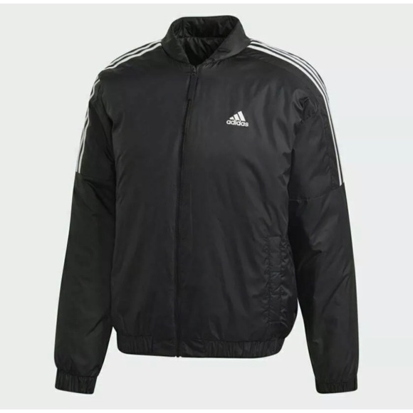 Adidas Men's Outdoor Essentials Al Aire Libre Insulated Black Bomber Jacket - Picture 5 of 9